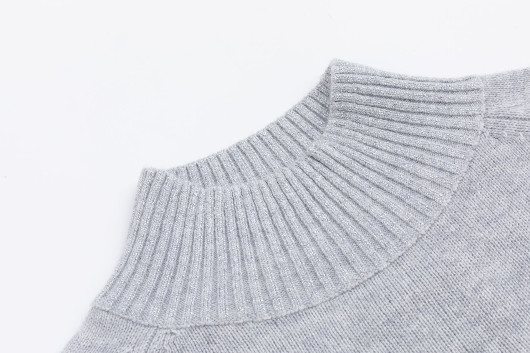 Knit sweater with stand-up collar LIGHT GREY