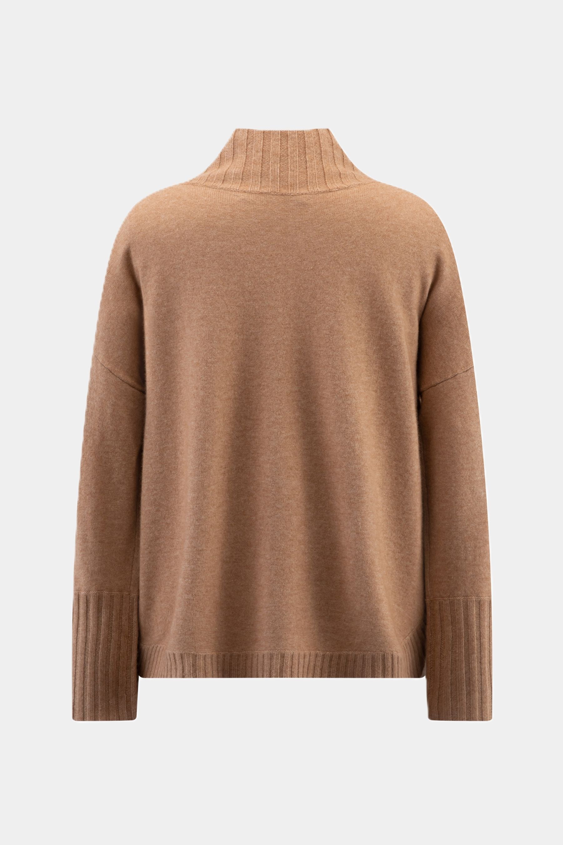 Knitted sweater with stand-up collar CAMEL