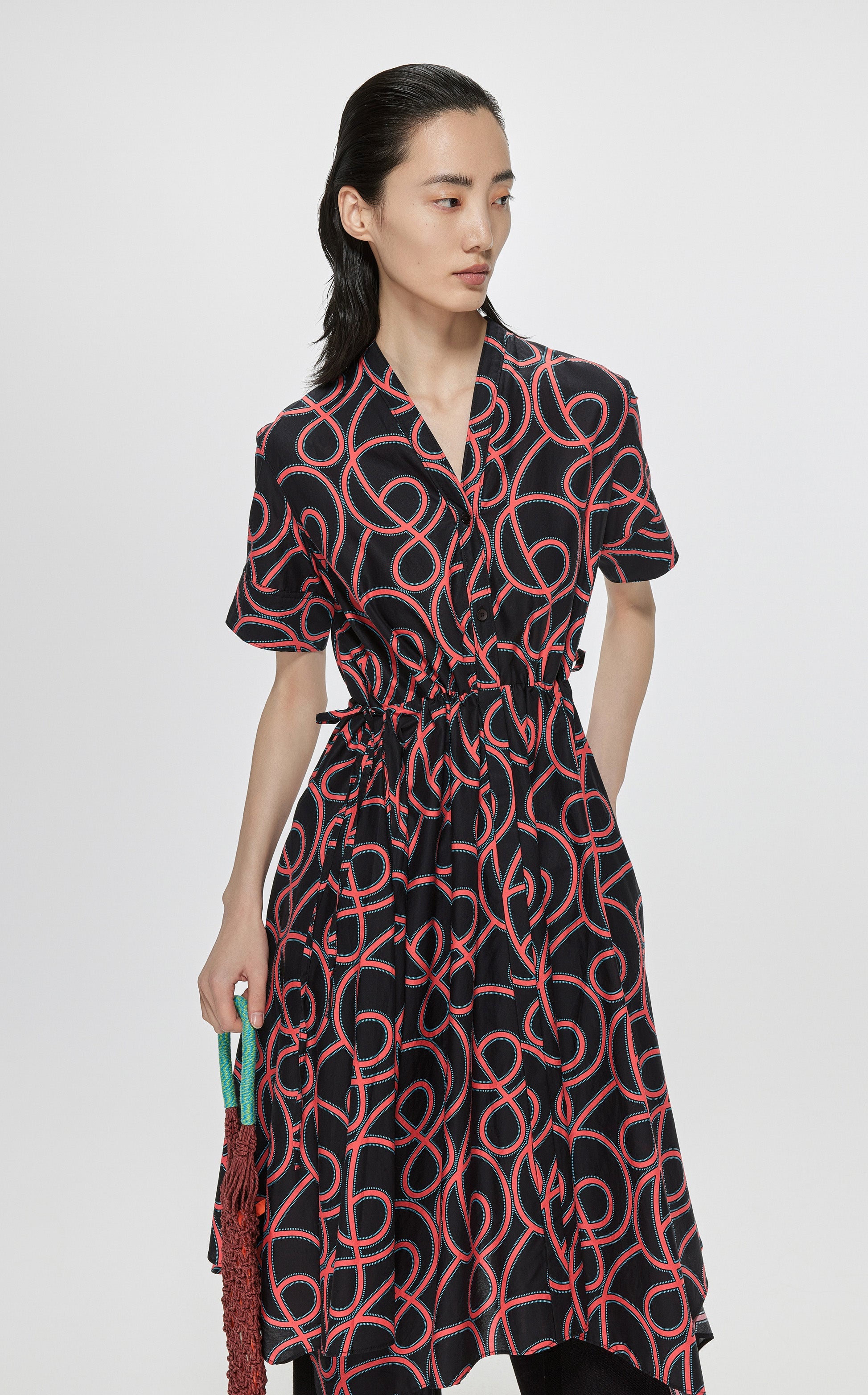 Print dress BLACK-RED