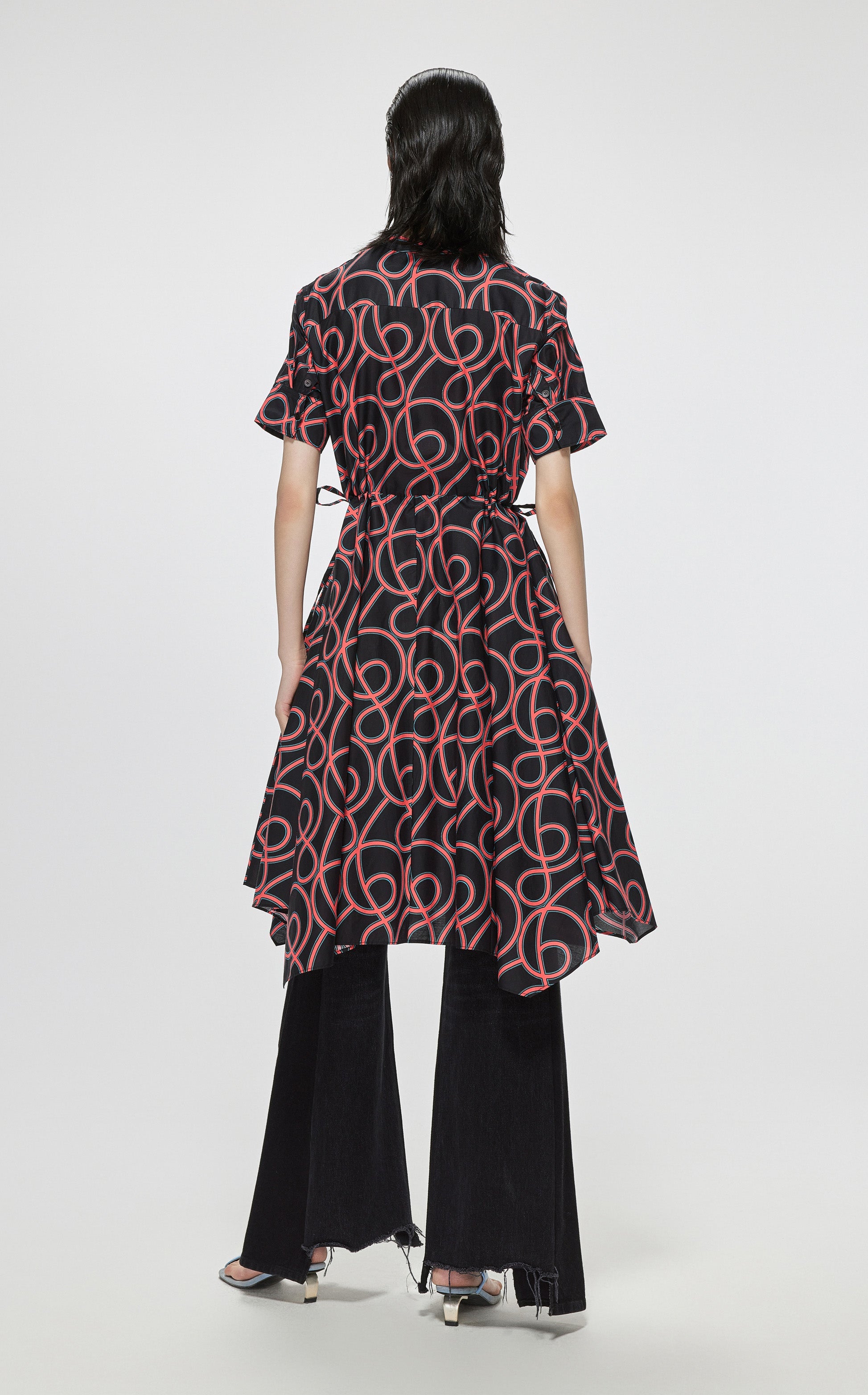 Print dress BLACK-RED