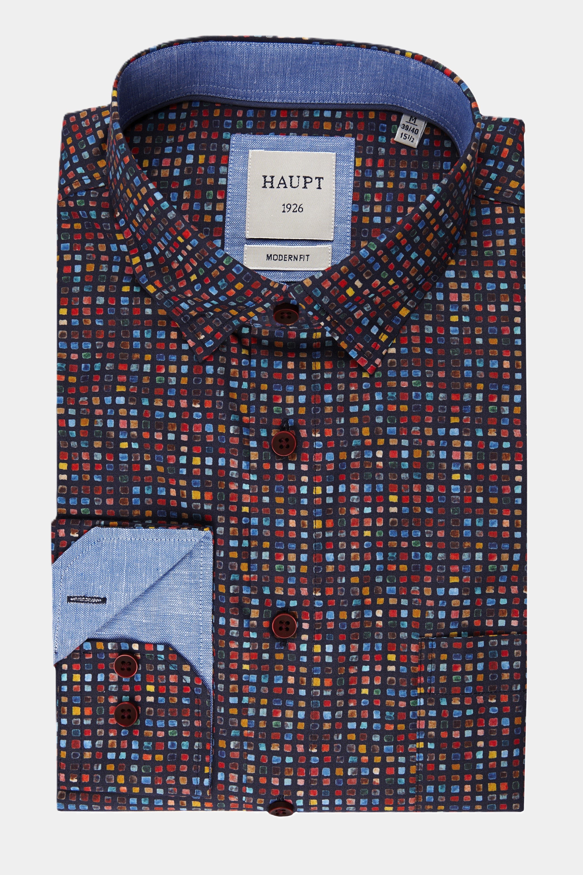 Chemise homme en coton bleu marine multicolore