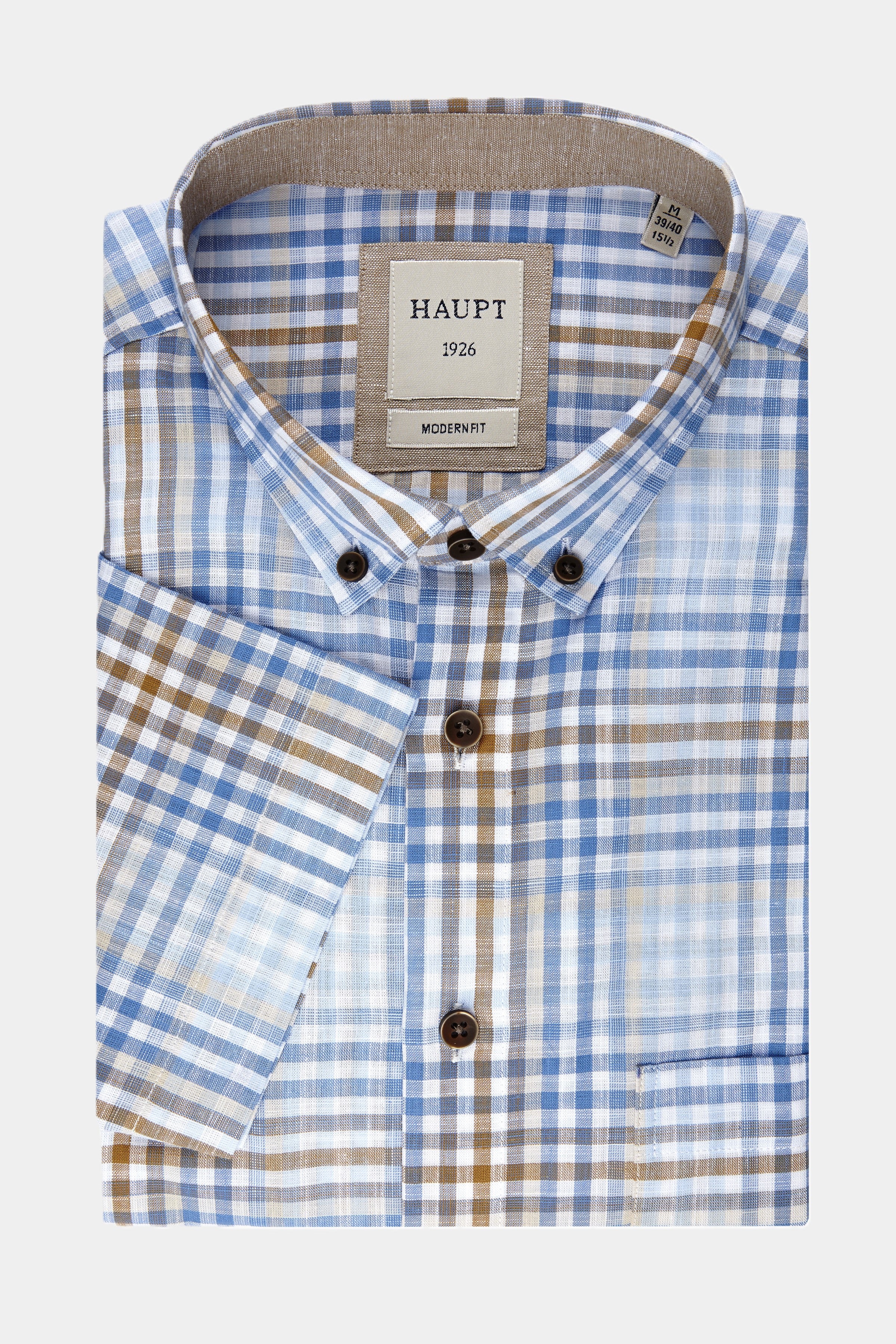 Baumwoll-Herrenhemd light blue check