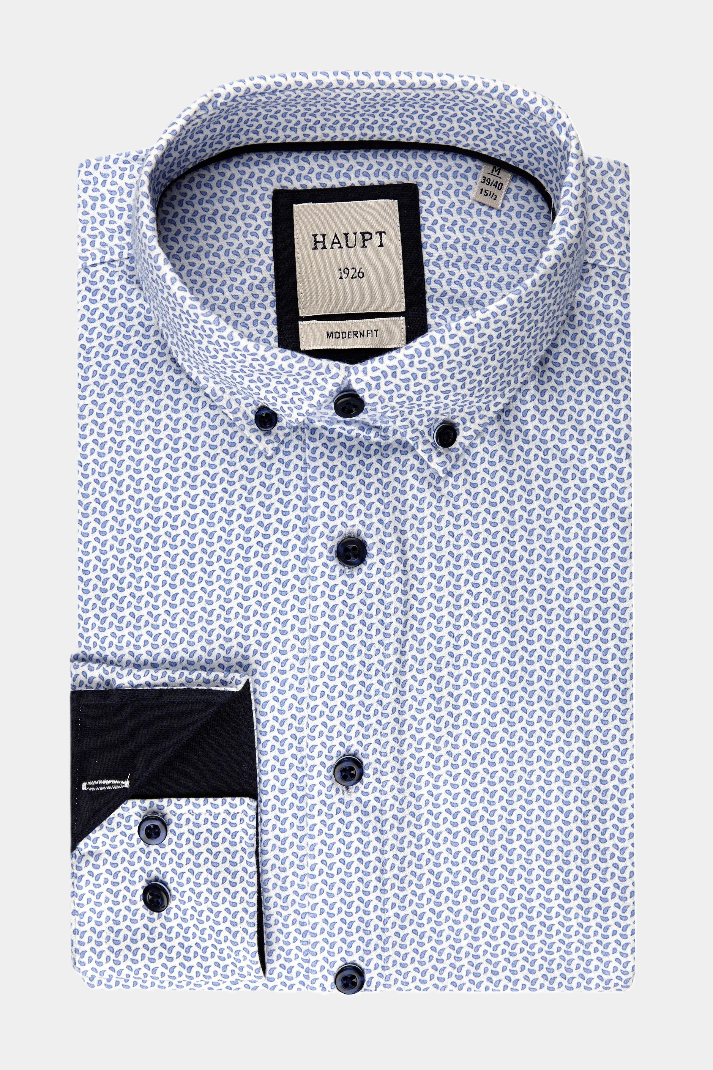 Cotton men's shirt light blue print