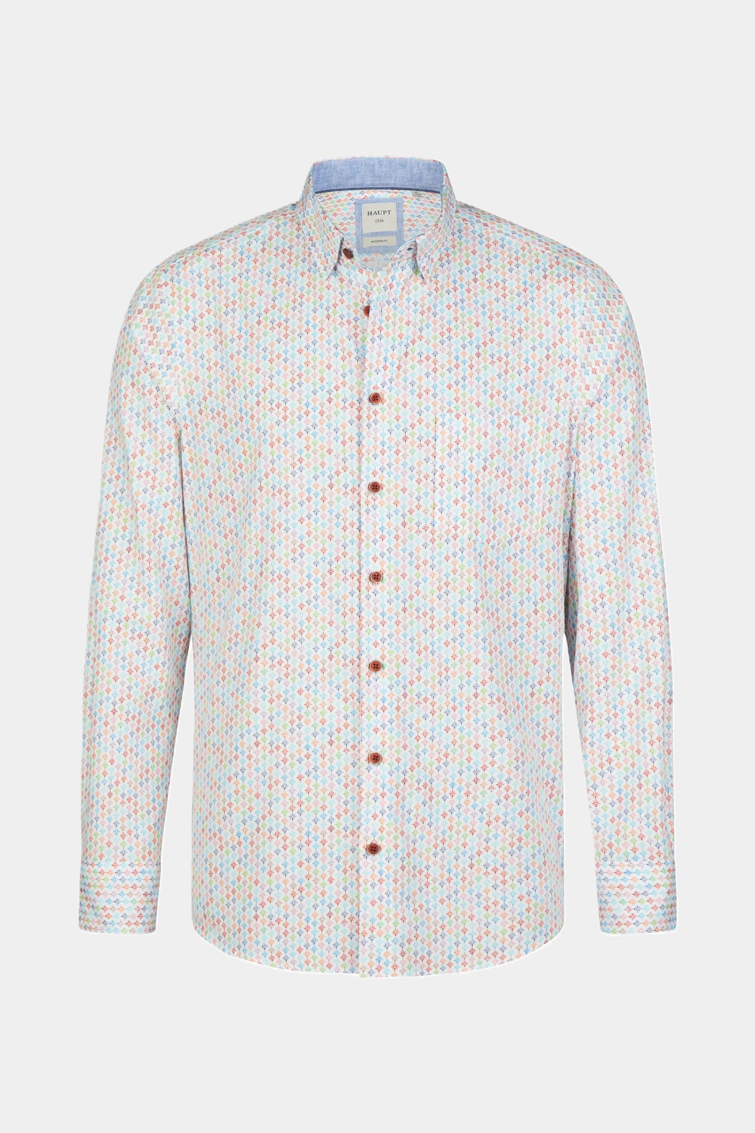 Chemise homme en coton blanc multicolore