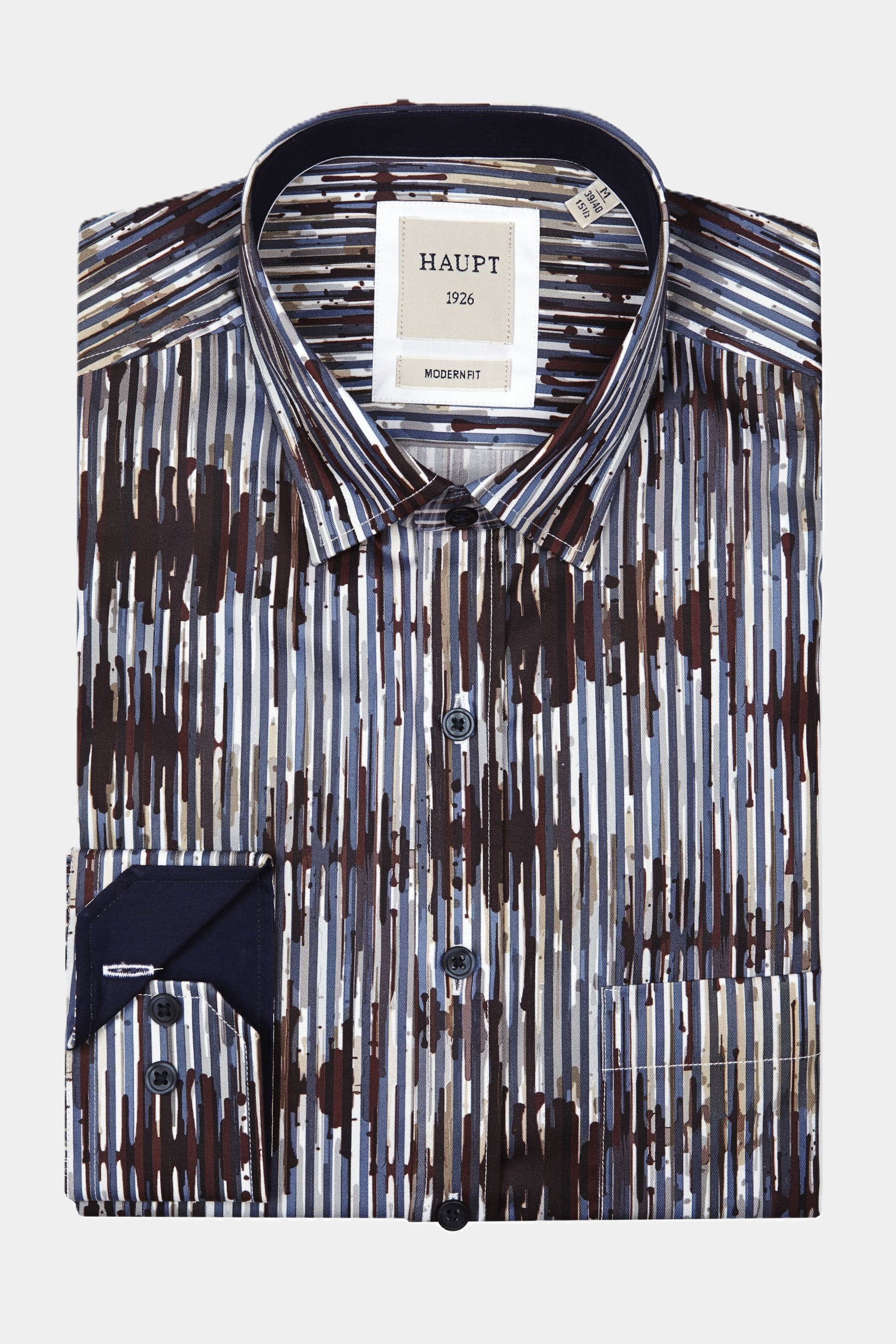 Cotton men's striped shirt BROWN