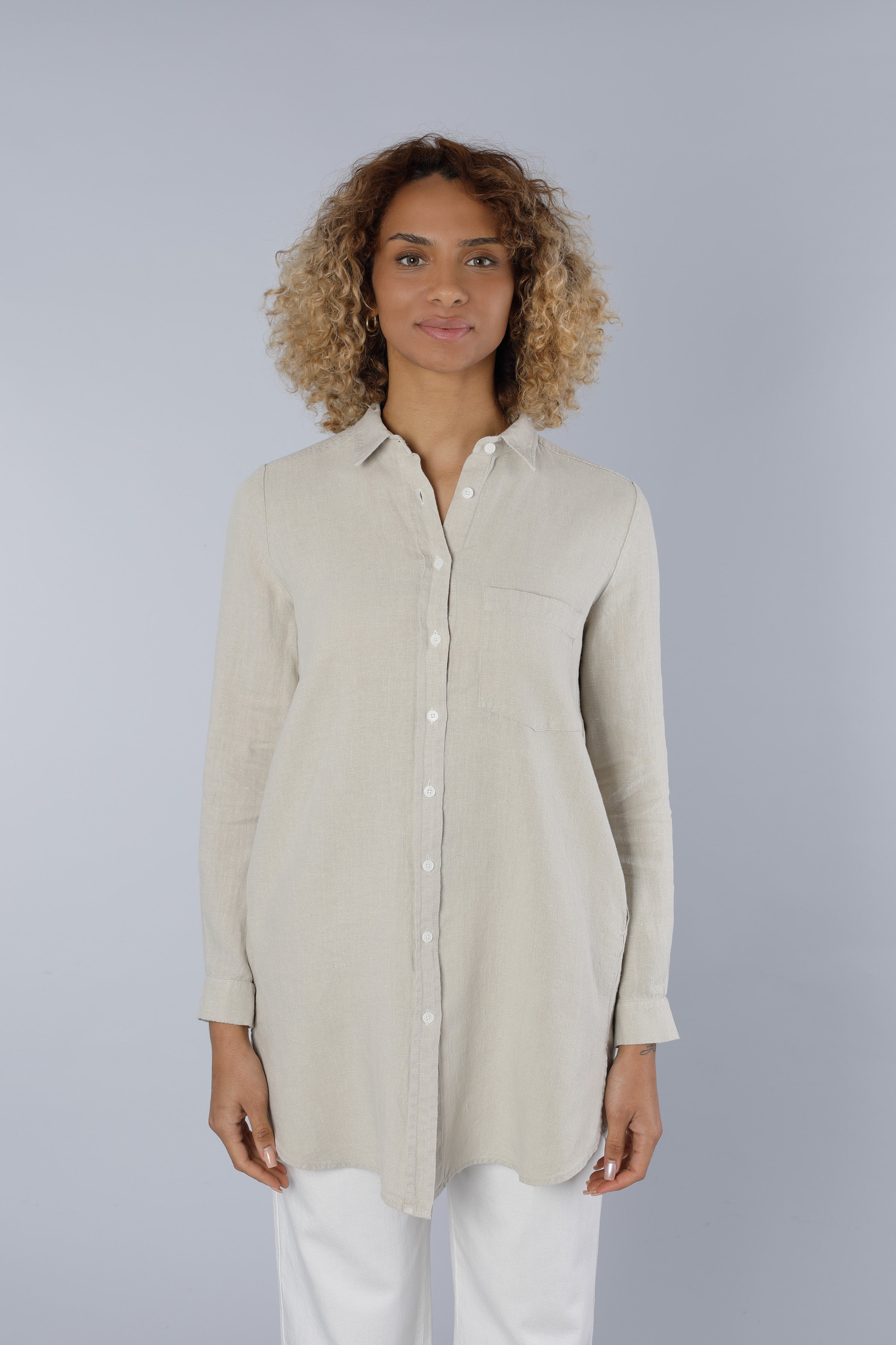 Linen long blouse BEIGE
