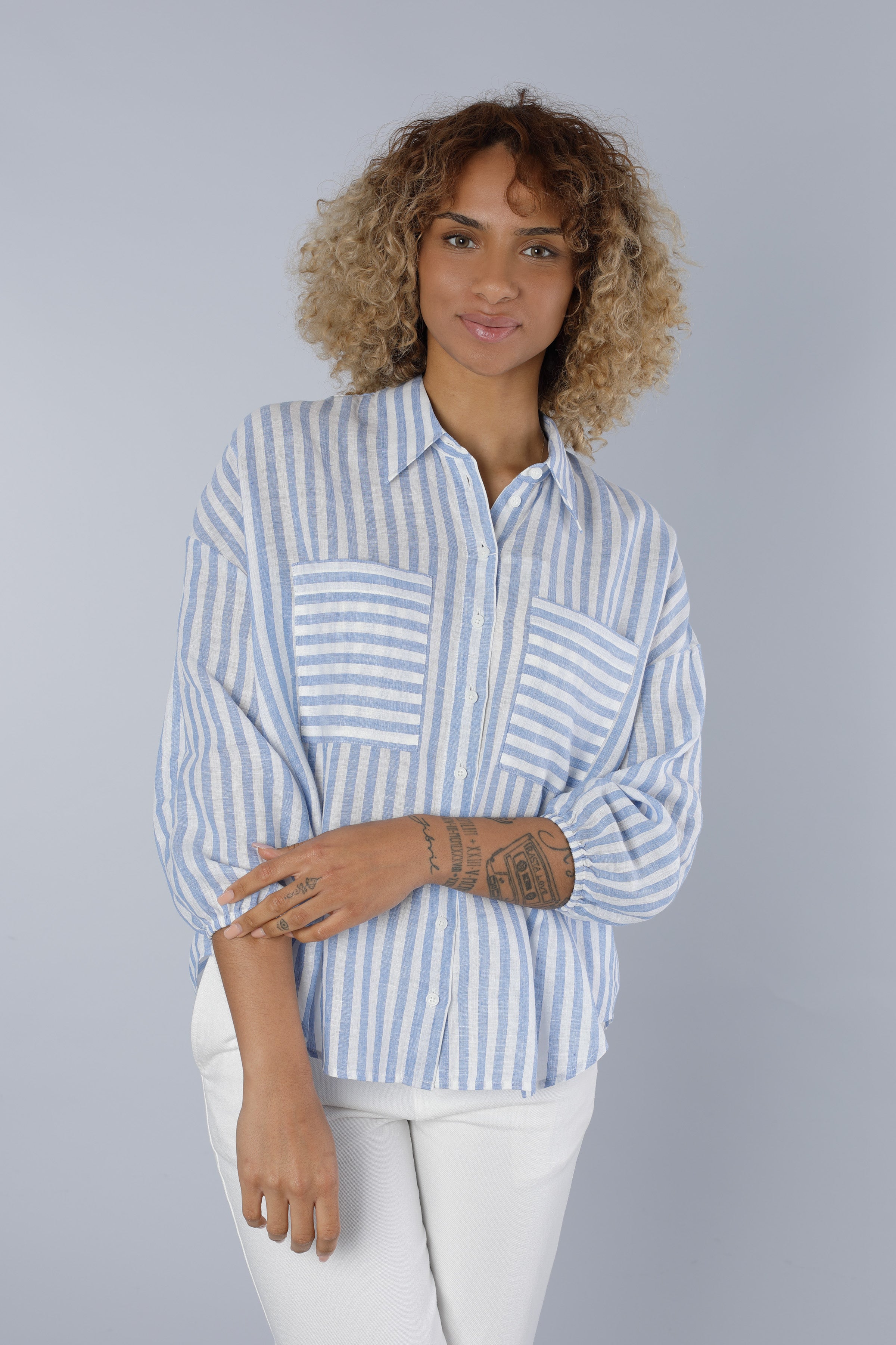 Linen blouse BLUE STRIPES