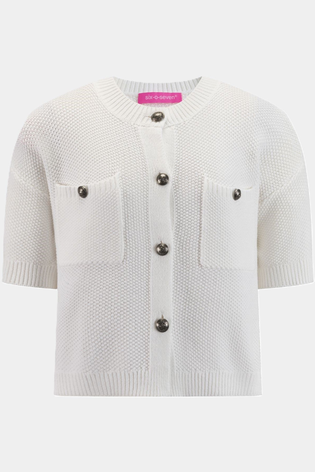 Kurzarm Strickjacke WHITE