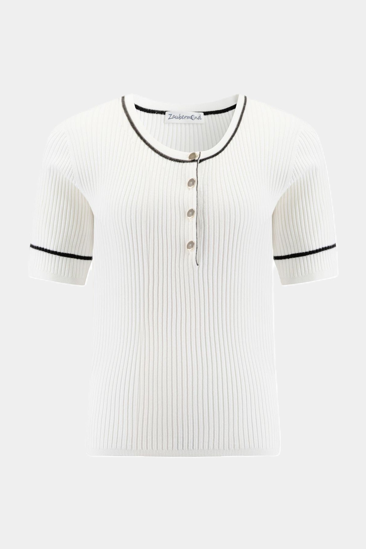 Knit shirt with buttons WHITE