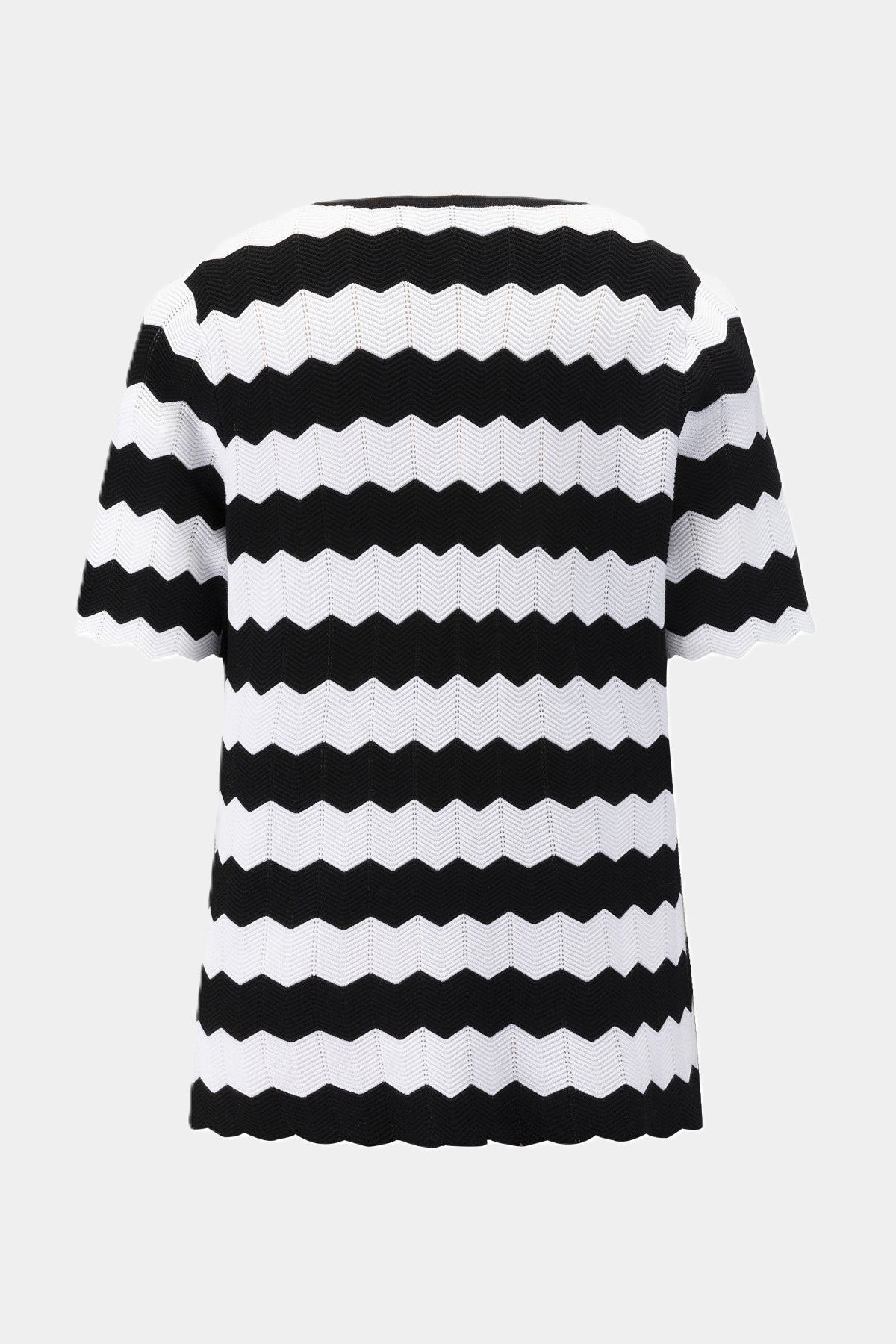 Striped knit shirt zigzag pattern BLACK