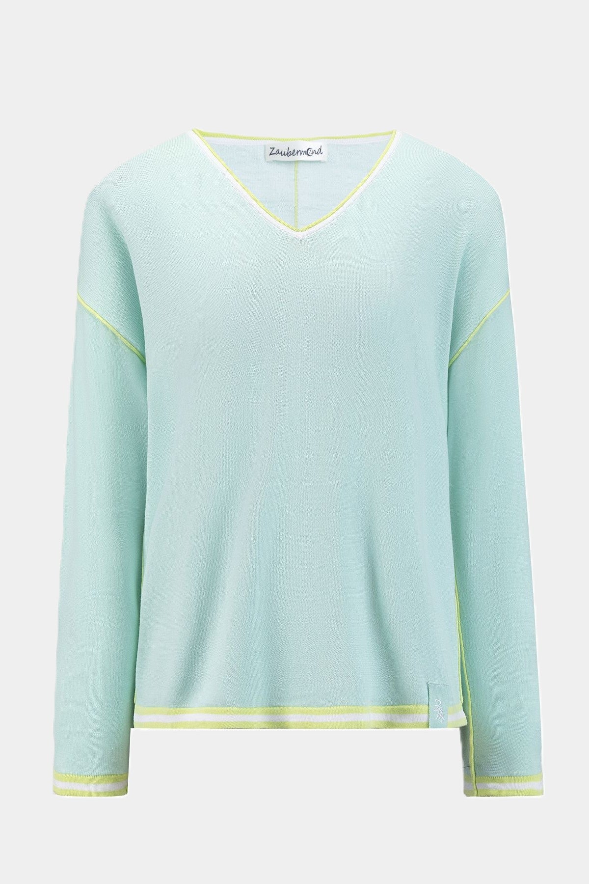 Knitted sweater with contrast MINT