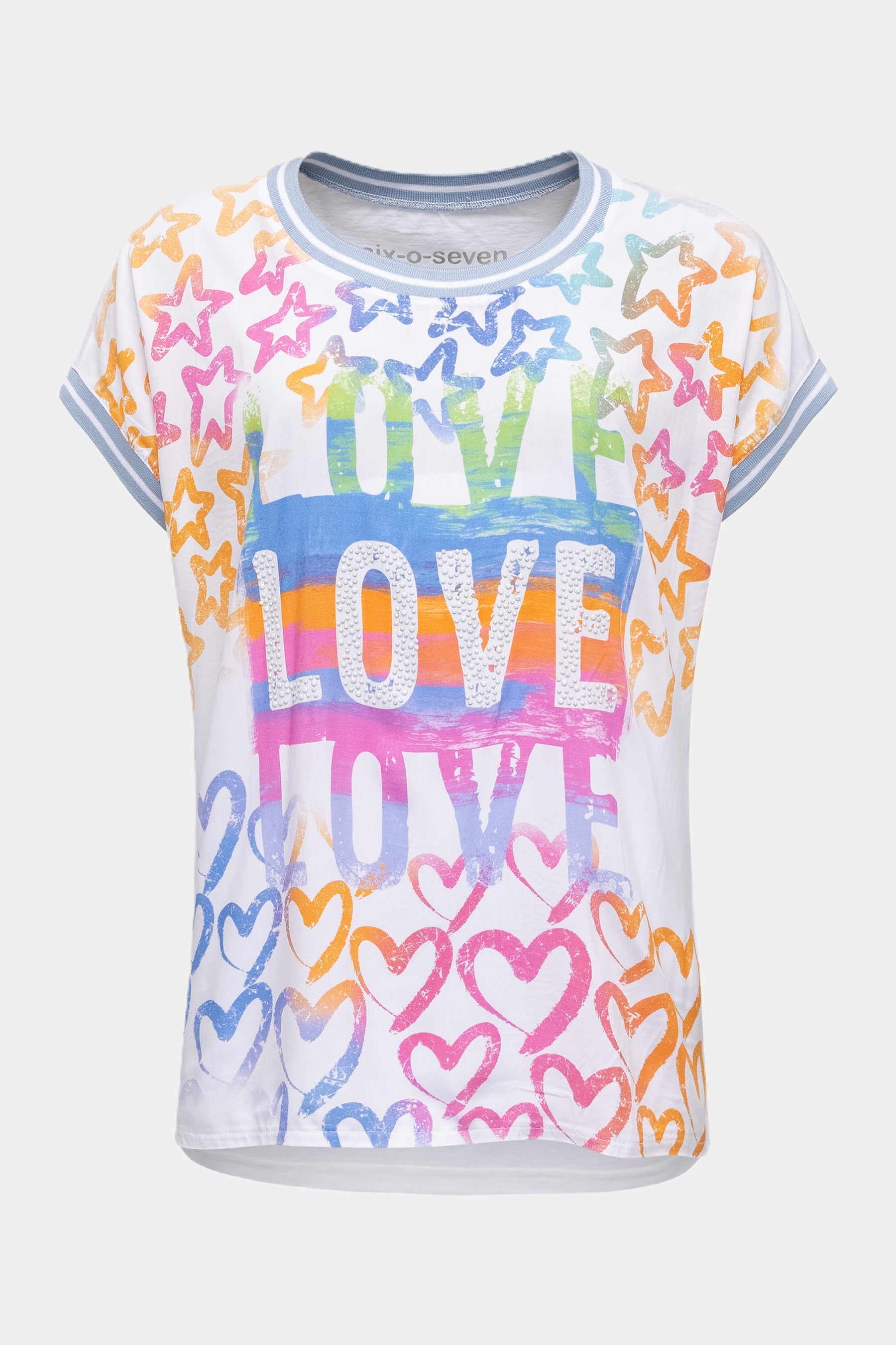 T-Shirt mit plakativem LOVE Print WHITE