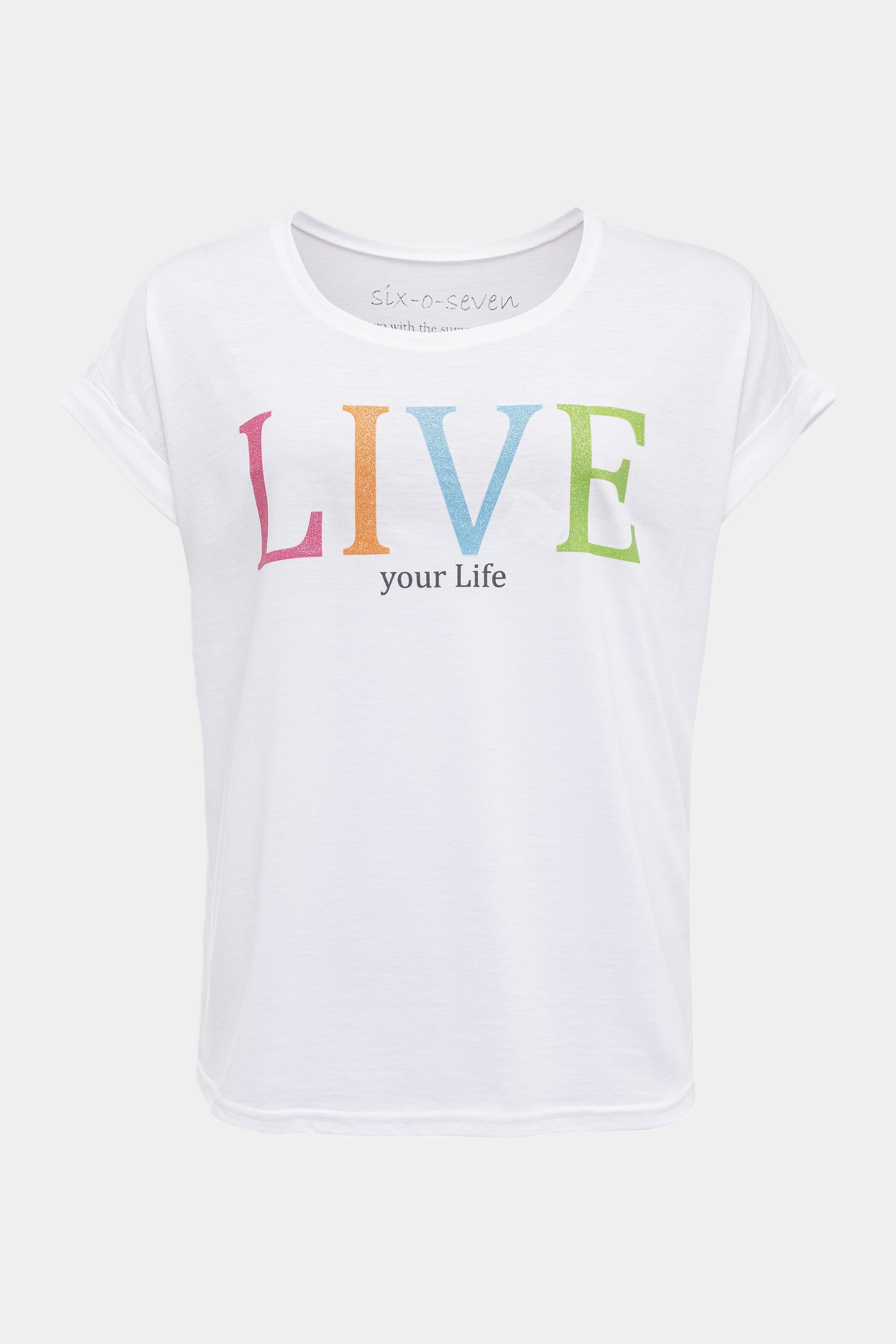 T-Shirt mit Live Print WHITE