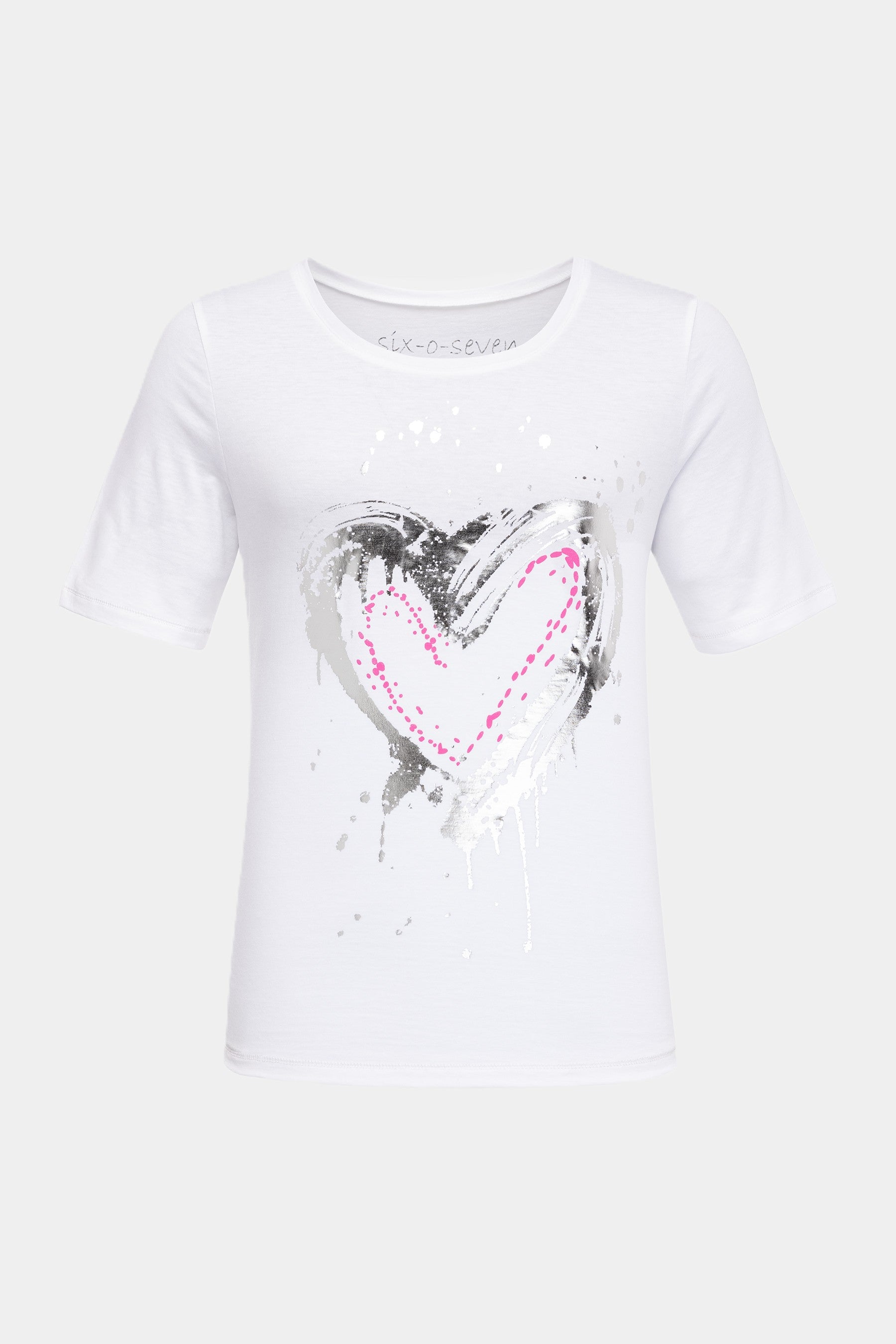 T-Shirt mit Herz Print WHITE