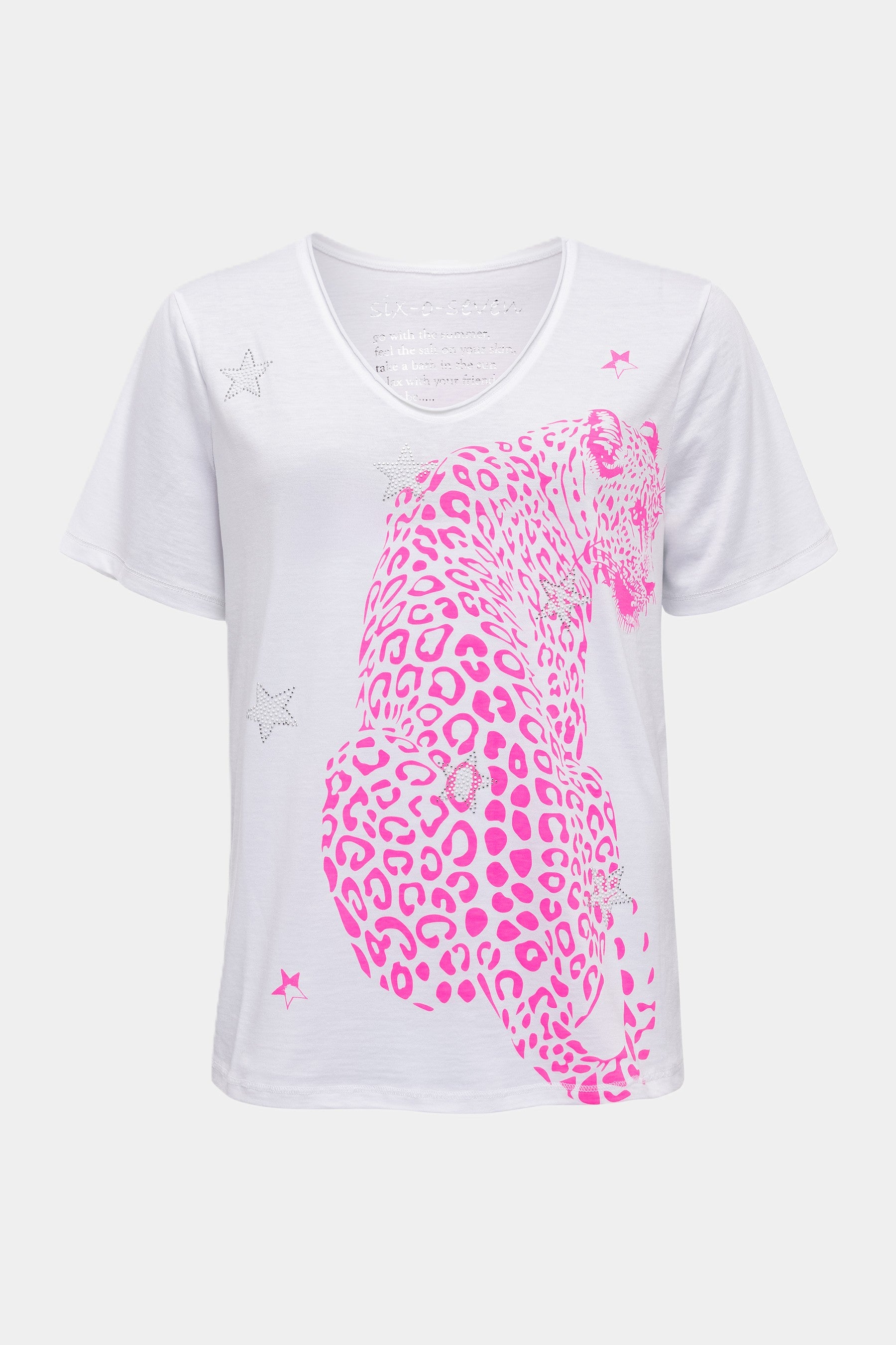 T-Shirt mit pinken Leopard-Print WHITE