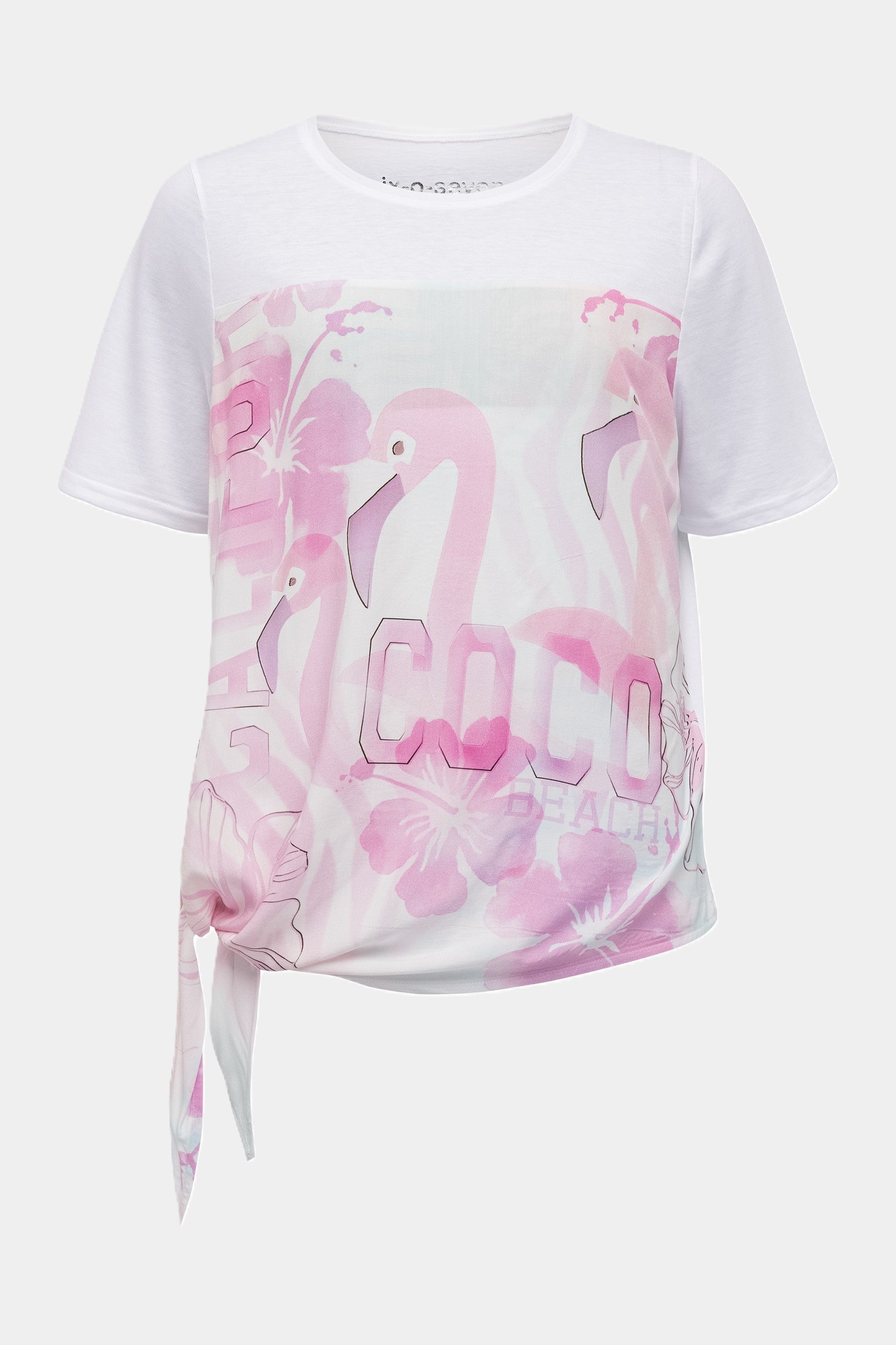 T-Shirt mit Flamingo Print und Schluppe