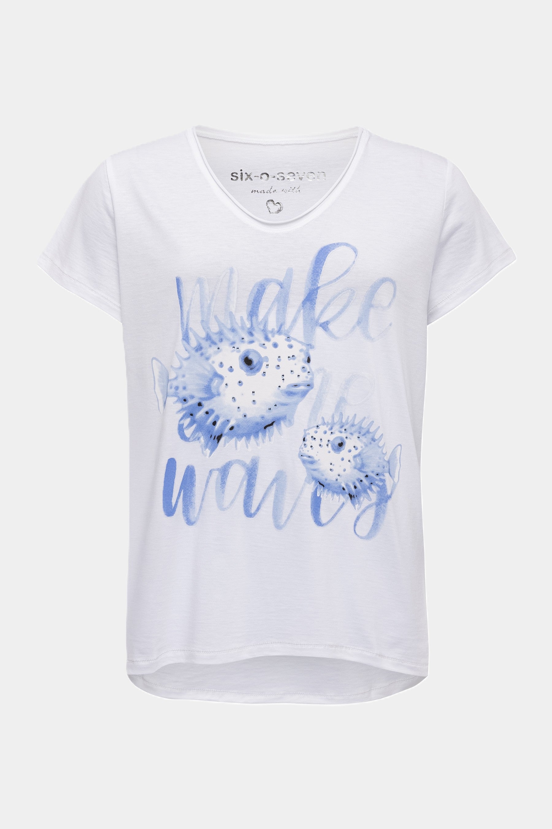 T-Shirt mit maritimem Print in WHITE