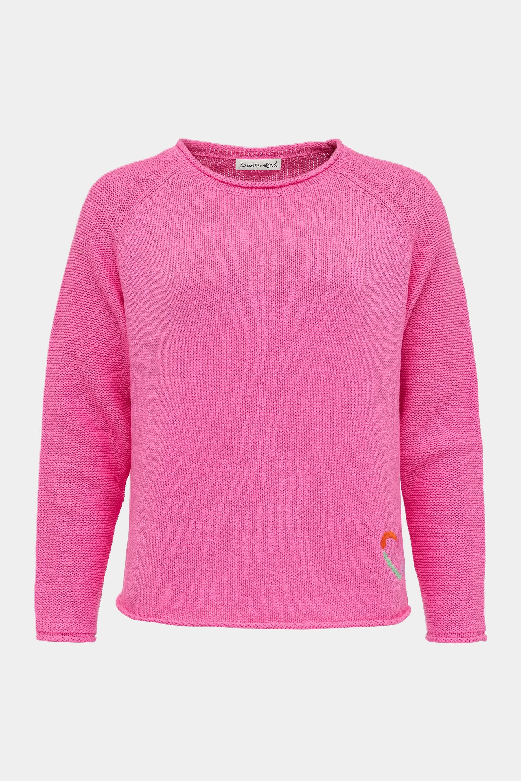 Strickpullover mit Stickerei in PINK